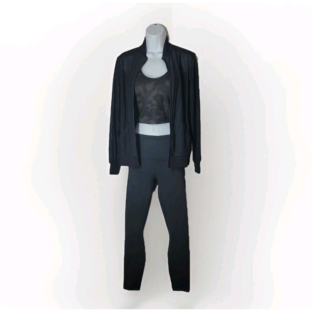 Yogalicious Lux Leggings + Beyond Yoga Mesh Bomber + 90 Degree Camo Top XS Activ